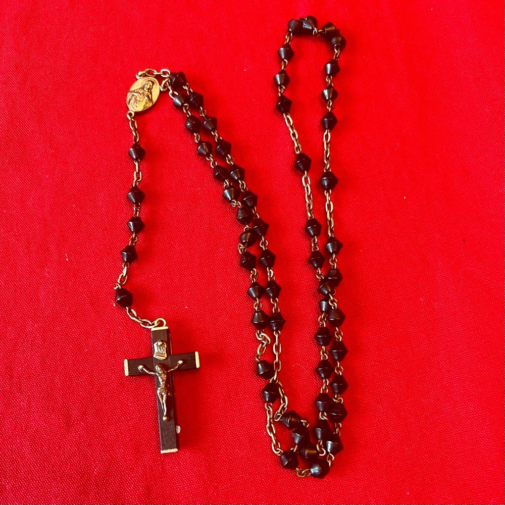 Elegant Silver and Black Rosary